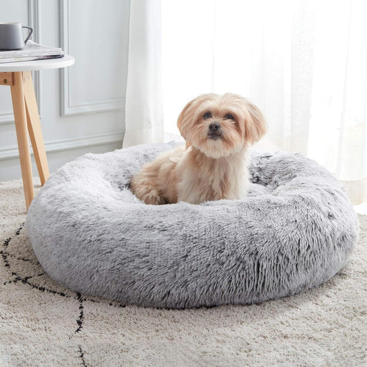 Calming Soft Round Dog & Cat Bed, Anti-Anxiety Donut Cuddler Warming Cozy