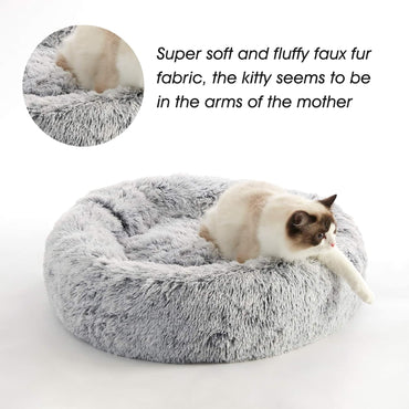 Calming Soft Round Dog & Cat Bed, Anti-Anxiety Donut Cuddler Warming Cozy